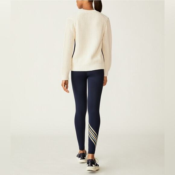TORY BURCH Cotton Ribbed Side-stripe Sweater Medium* - Picture 2 of 8